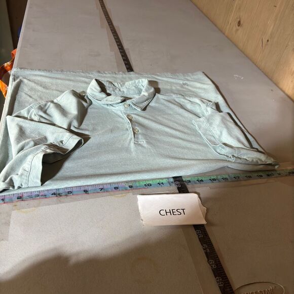 H&M Fine Knit Slim Fit Short Sleeve Collared Golf Polo Shirt Sage Green Medium - Picture 4 of 11